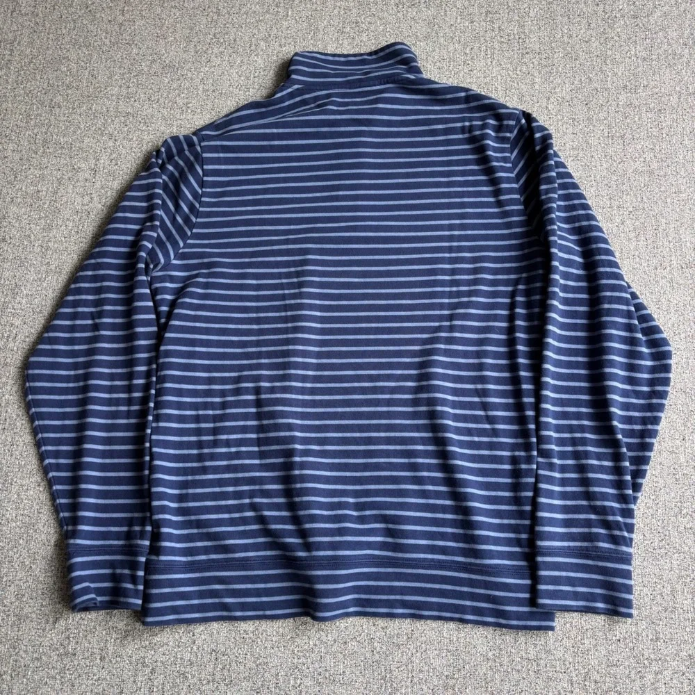 Vineyard Vines Pullover Mens Medium Quarter Zip Navy Blue Striped Cotton
